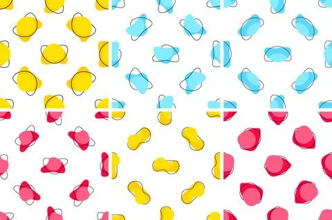 Seamless pattern with colorful abstract shapes creating a modern and vibrant Stock-Illustration