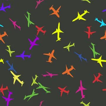 Seamless pattern with colorful airplanes. Simple print for clothing and texti Illustrazione stock