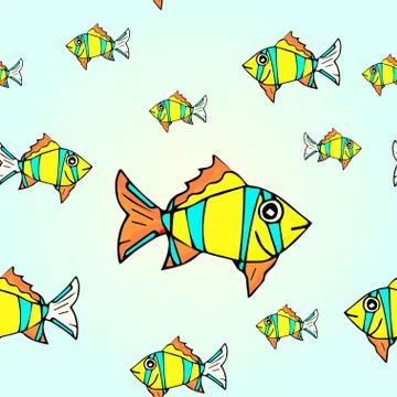 Seamless pattern with colorful aquarium fish. Stock Illustration