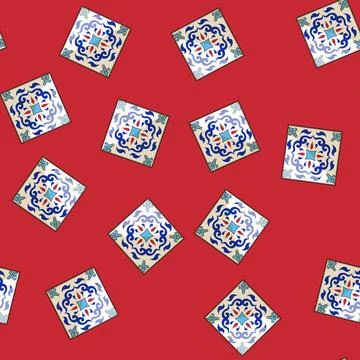 Seamless pattern colorful arabic mosaic tile cartoon vector Stock Illustration