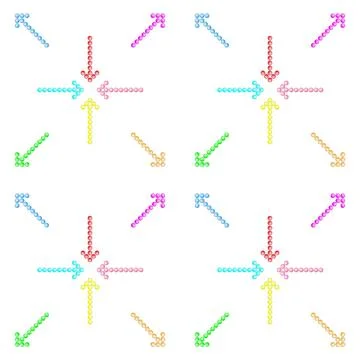 Seamless pattern of colorful arrows made of spheres and buttons, pointing in Stock Illustration