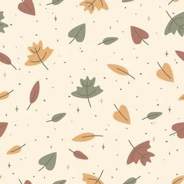 Seamless pattern with colorful autumn leaves. Falling leaf in the forest se.. Illustrazione stock