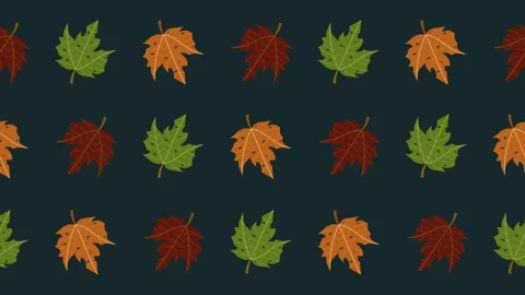 Seamless pattern of colorful autumn maple leaves on a tile background animation. Stock Footage 325314452