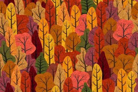 Seamless pattern of colorful autumn trees Illustrazione stock