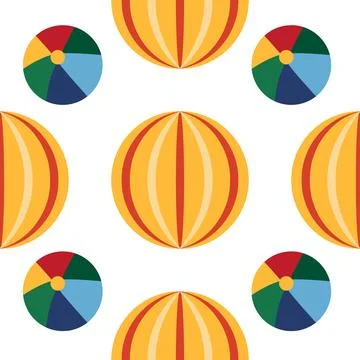 Seamless pattern with a colorful ball, circus and children s play theme. Fl.. Stock Illustration