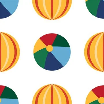 Seamless pattern with a colorful ball, circus and children s play theme. Fl.. Stock Illustration