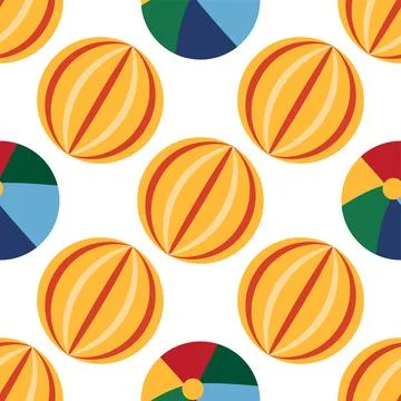 Seamless pattern with a colorful ball, circus and children s play theme. Fl.. Stock Illustration