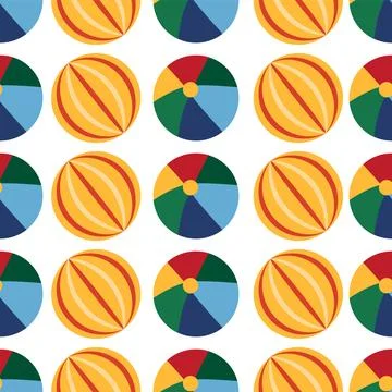 Seamless pattern with a colorful ball, circus and children s play theme. Fl.. Stock Illustration
