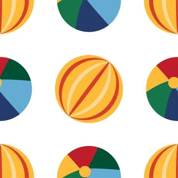 Seamless pattern with a colorful ball, circus and children s play theme. Fl.. Stock Illustration