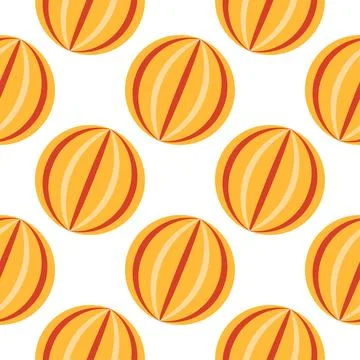 Seamless pattern with a colorful ball, circus and children s play theme. Fl.. Stock Illustration