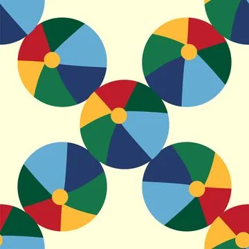 Seamless pattern with a colorful ball, circus and children s play theme. Fl.. Stock Illustration