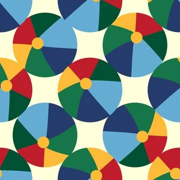 Seamless pattern with a colorful ball, circus and children s play theme. Fl.. Illustrazione stock