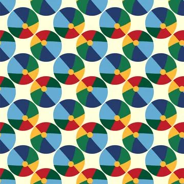 Seamless pattern with a colorful ball, circus and children s play theme. Fl.. Stock Illustration