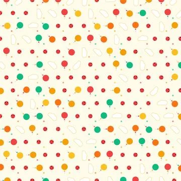 Seamless pattern with colorful balloons and clouds in a playful cartoon vec.. Stock Illustration