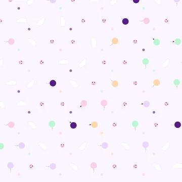 Seamless pattern with colorful balloons and clouds in a baby nursery vector.. Stock Illustration