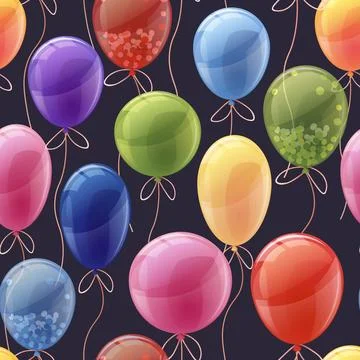 Seamless pattern with colorful balloons. Cute background with helium balloo.. Stock Illustration