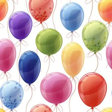 Seamless pattern with colorful balloons. Cute background with helium balloo.. Illustrazione stock