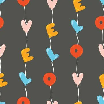 Seamless pattern with colorful balloons on dark background イラスト素材