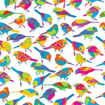 Seamless pattern with colorful birds Stock Illustration