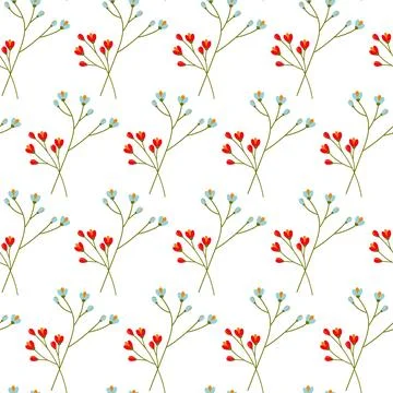 Seamless pattern of colorful blooming twigs in trendy bright colors. Abstract Stock Illustration