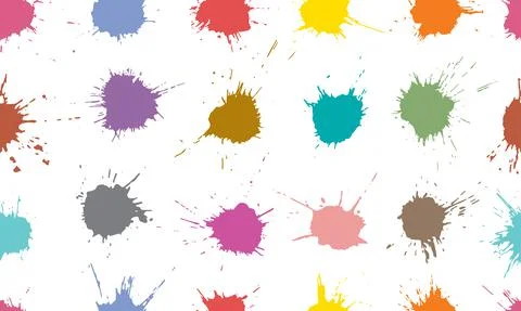 Seamless pattern of colorful blots, splats. Paint splash. Vector illustration 스톡 일러스트