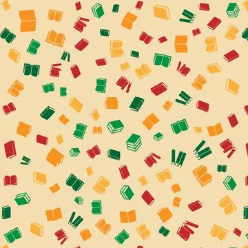 Seamless pattern with colorful books on a light beige background Illustrazione stock