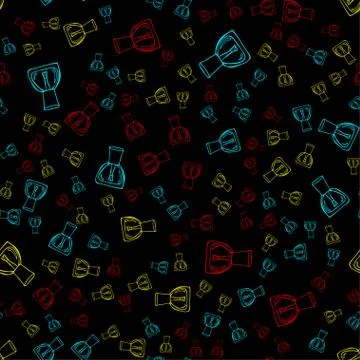 Seamless pattern with colorful bottles of nail polish on a black background. Stock Illustration