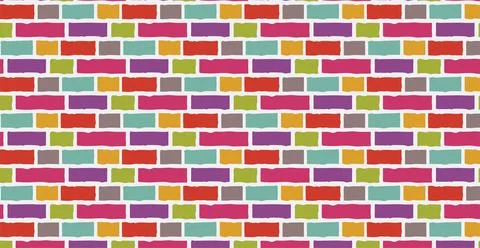 Seamless pattern colorful brick wall vector Stock Illustration