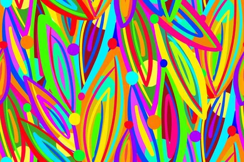 Seamless pattern. Colorful bright psychedelic leaves. For the design of Stock Illustration