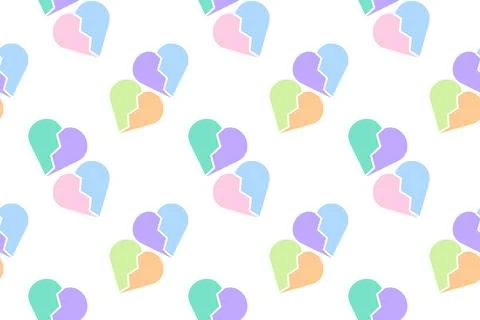 Seamless Pattern with Colorful Broken Hearts 스톡 일러스트