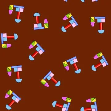 Seamless pattern Colorful building blocks toy shapes construction Stock Illustration