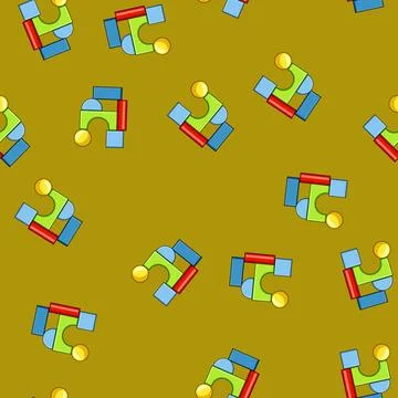 Seamless pattern Colorful building blocks creating abstract structure Stock Illustration