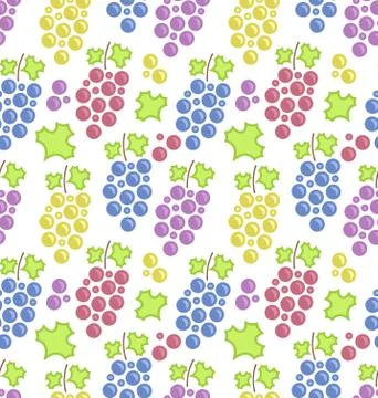 Seamless Pattern with Colorful Bunches of Grape Illustrazione stock