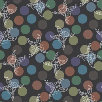 Seamless pattern of colorful butterflies against the background Stock Illustration