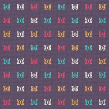 Seamless pattern with colorful butterflies on a dark textured background Illustrazione stock