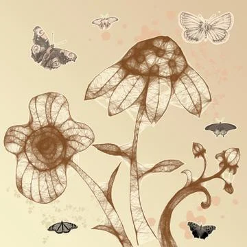 Seamless pattern with colorful butterflies flying Illustrazione stock