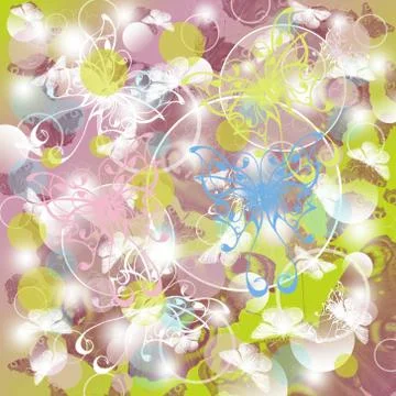 Seamless pattern with colorful butterflies flying Illustrazione stock