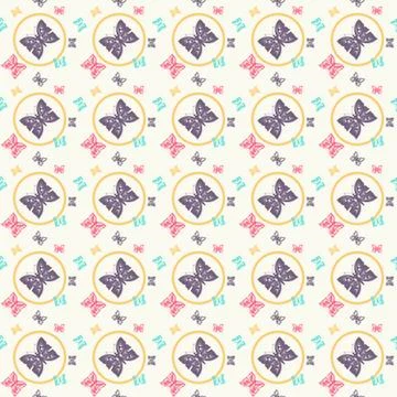 Seamless pattern with colorful butterflies. Stock Illustration