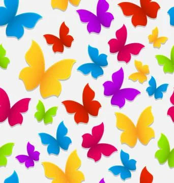 Seamless pattern with colorful butterflies, repeating backdrop Stock Illustration