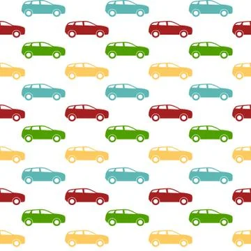 Seamless pattern Colorful Car silhouette. Vector Illustration Stock Illustration
