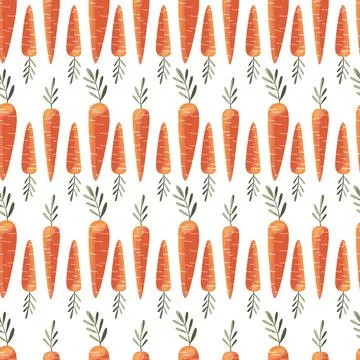 Seamless pattern with colorful carrots. Hand drawn vector illustration design Stock Illustration