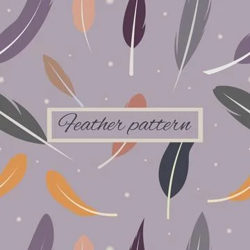 Seamless pattern of colorful cartoon flat feathers Stock Illustration