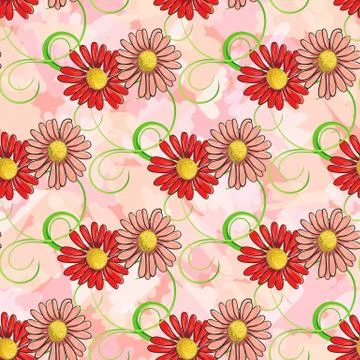 Seamless pattern of colorful chamomile イラスト素材