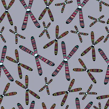 Seamless pattern with colorful chromosomes. Vector illustration. Biological Illustrazione stock