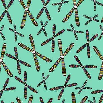 Seamless pattern with colorful chromosomes. Vector illustration. Biological Stock Illustration