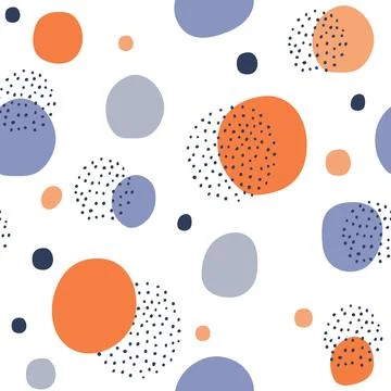 Seamless pattern with colorful circles and textured circles made of dots Illustrazione stock