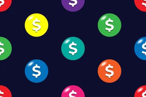 Seamless pattern with colorful circles dollar sign Stock Illustration