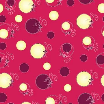 Seamless pattern with colorful circles in pink background Stock Illustration