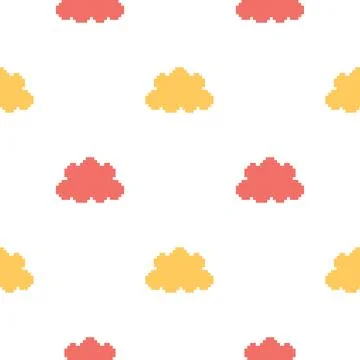 Seamless pattern of colorful clouds with pixel theme style 스톡 일러스트