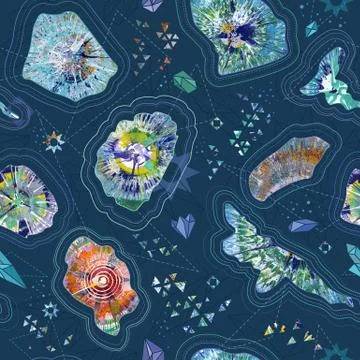 Seamless pattern with colorful creative gem stone cuts Stock Illustration
